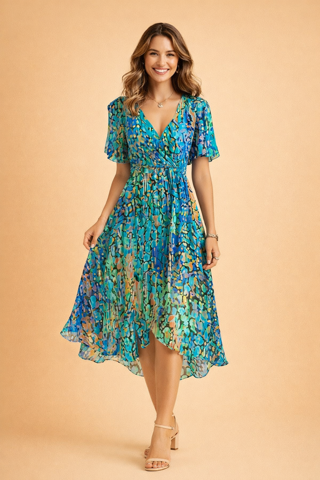 Sommerkleider Damen Elegantes Blaues Midikleid Freizeitkleid für Warme Tage 0