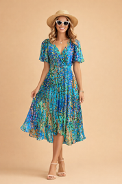 Sommerkleider Damen Elegantes Blaues Midikleid Freizeitkleid für Warme Tage 1