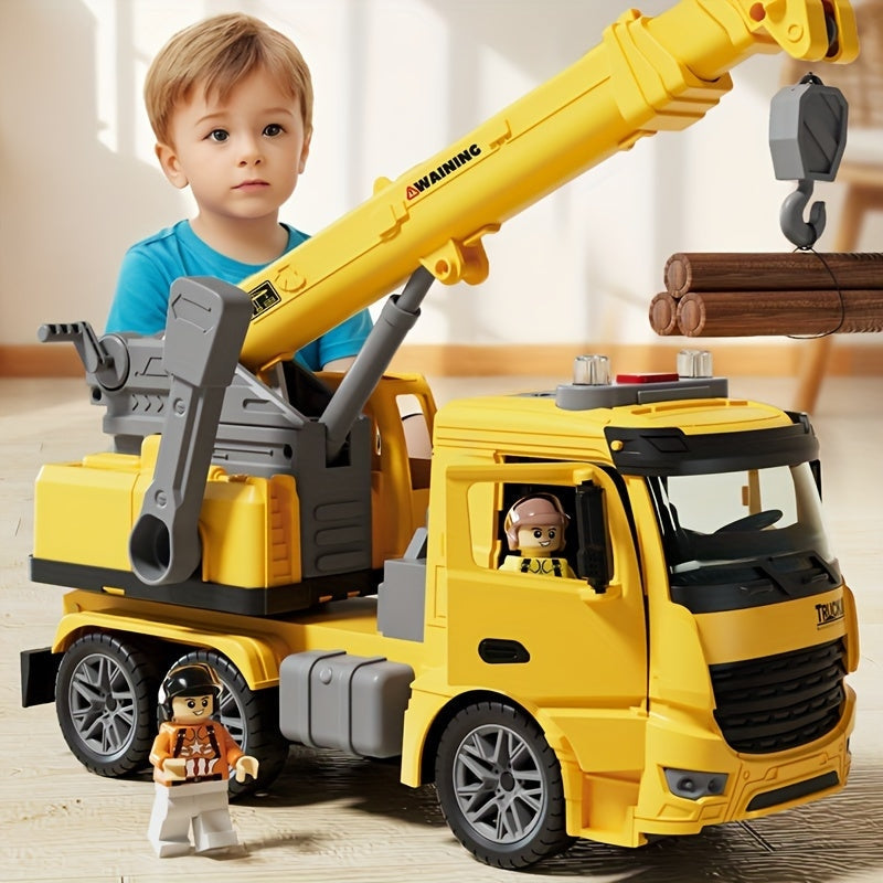 Spielzeug-Baukranwagen – Realistisches Fahrzeug mit Lichtern, Geräuschen und beweglichem Arm für Kinderspielzeit 0