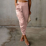 MILEY | Modiska siden-satin cargobyxor