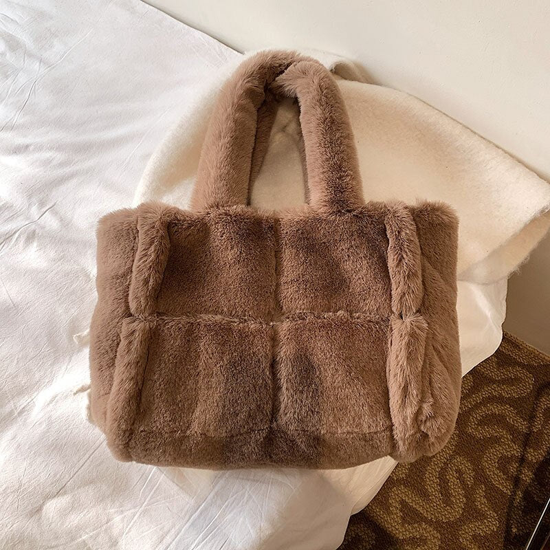 Stilvolle Plüschhandtasche für Damen – vielseitiger Stauraum – Winteraccessoire 10