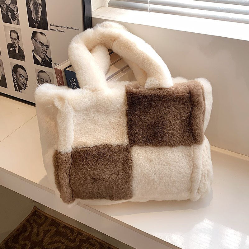 Stilvolle Plüschhandtasche für Damen – vielseitiger Stauraum – Winteraccessoire 11