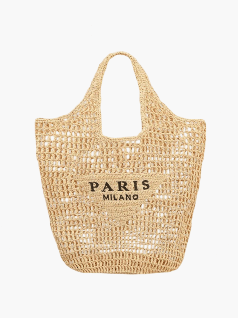 Stilvolle Strandtasche für Damen, handgefertigt aus Stroh im Boho-Stil 0