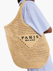 Stilvolle Strandtasche für Damen, handgefertigt aus Stroh im Boho-Stil 1