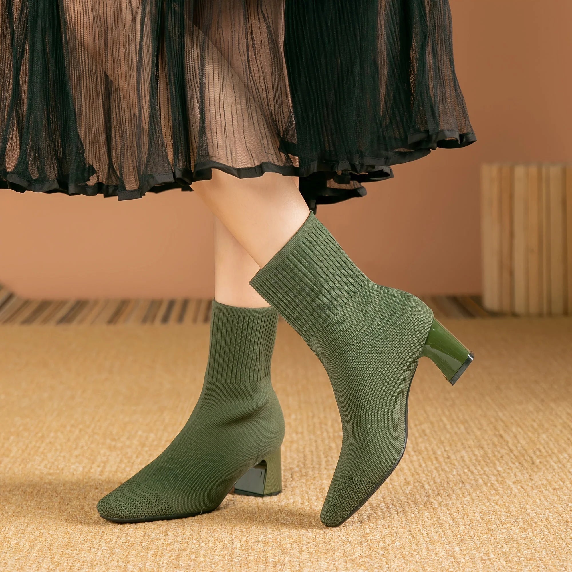 Strick-Stiefeletten Damen | Blockabsatz & Bequem 6
