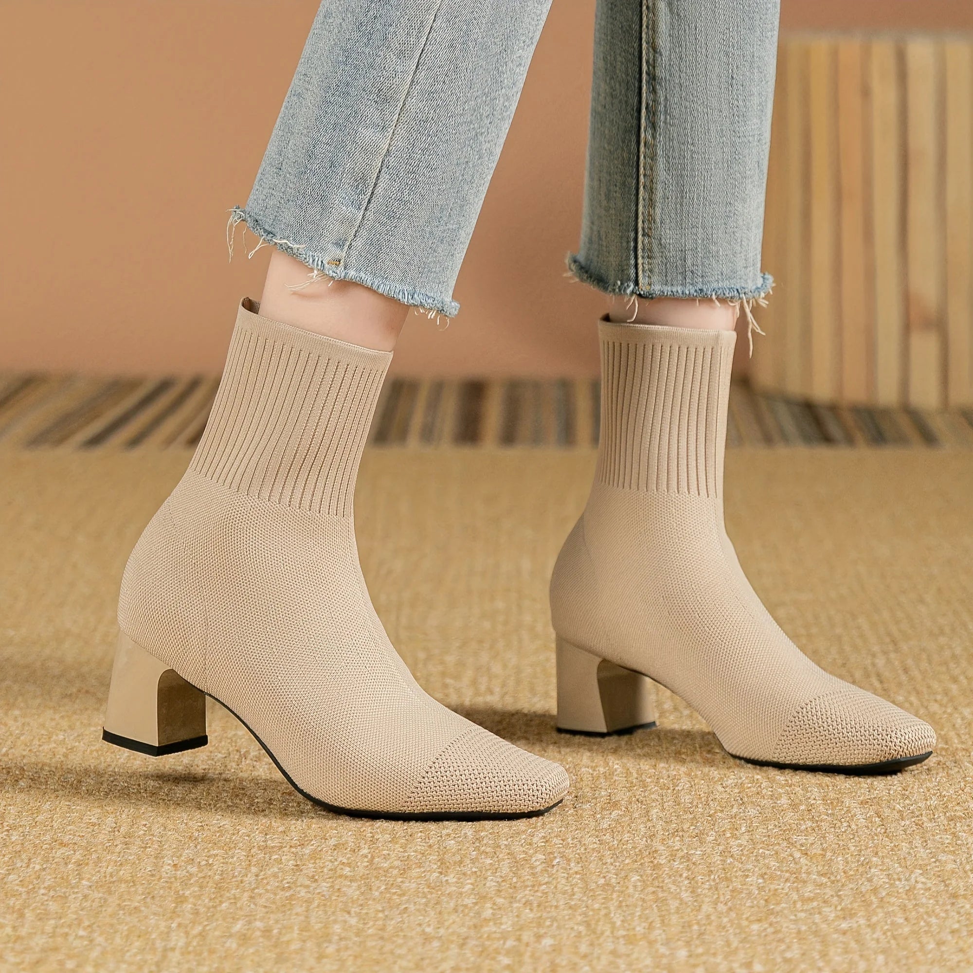 Strick-Stiefeletten Damen | Blockabsatz & Bequem 9