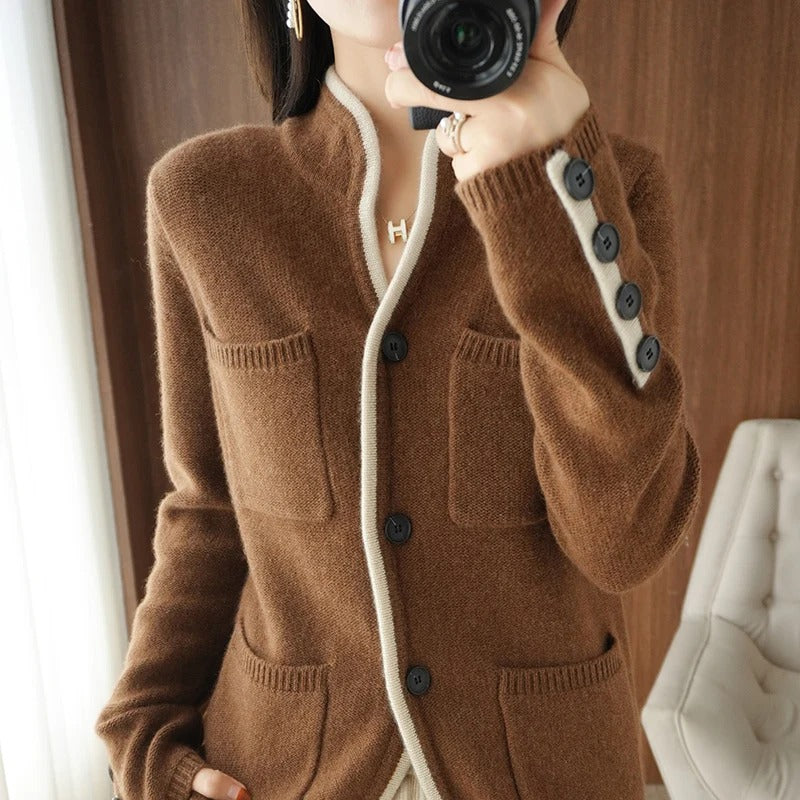 Strickjacke Damen - Warme Cardigan für Damen, Elegante Freizeitjacke, Figurschmeichelnder Schnitt, Vielseitig Kombinierbar 0
