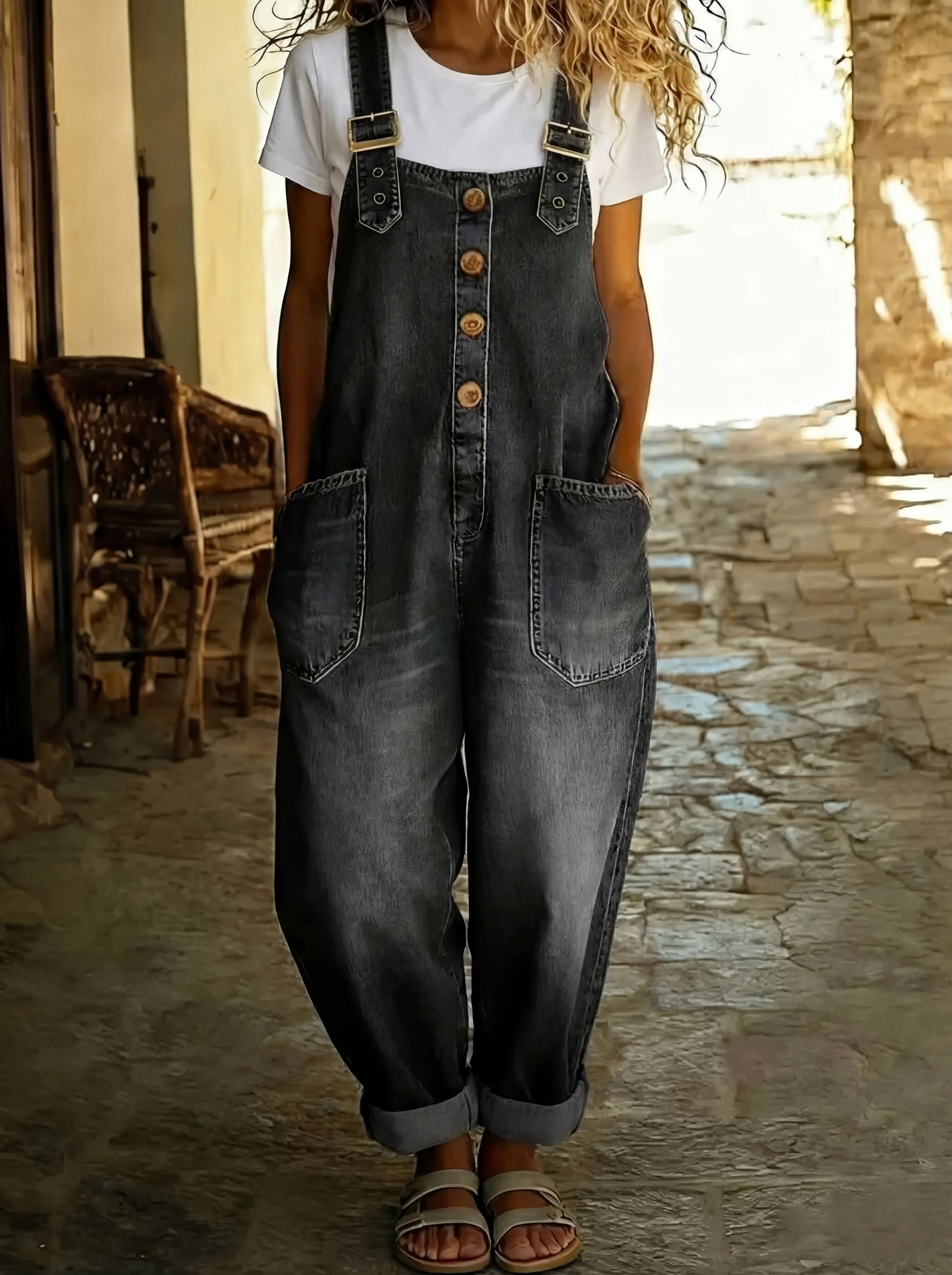 Stylischer Damen-Jumpsuit mit verstellbaren Trägern – Eleganter Denim-Overall für den Sommer 1