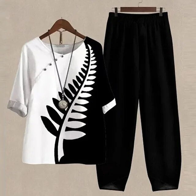Laila | Modernt set med topp och byxor - Enkel stil och passform