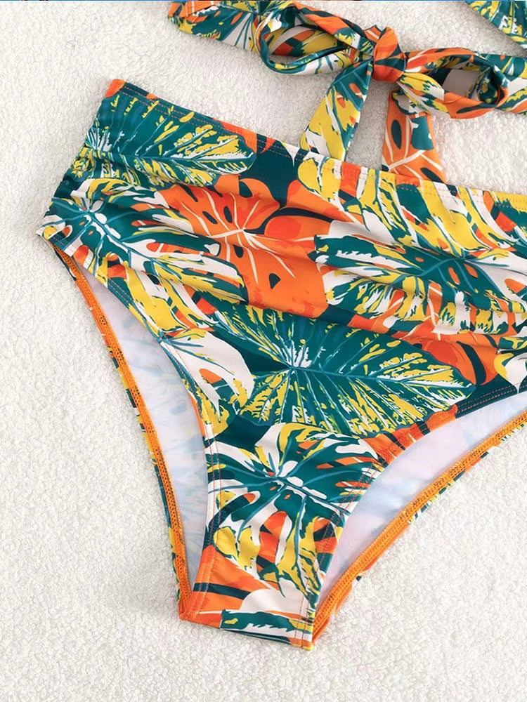 Tropischer Bikini -Bikini -Set mit fröhlicher Druck 5