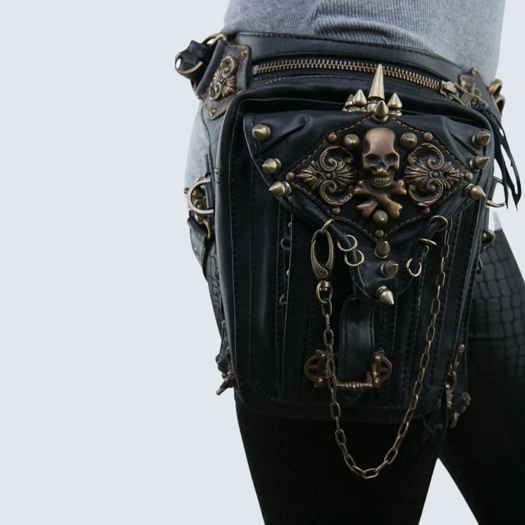 Unisex Gothic-Hüfttasche mit Totenkopfmotiv aus strapazierfähigem Material 0