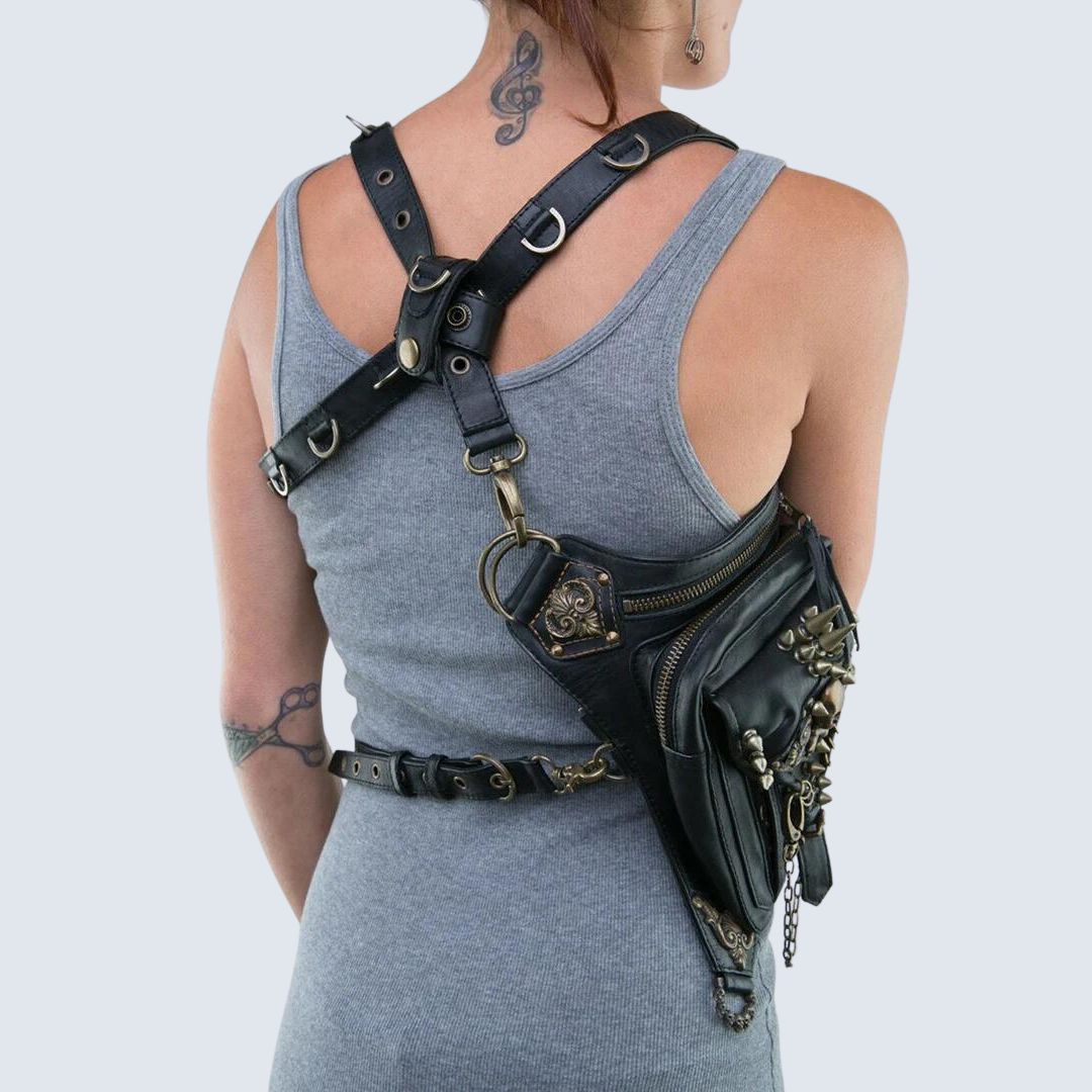 Unisex Gothic-Hüfttasche mit Totenkopfmotiv aus strapazierfähigem Material 2