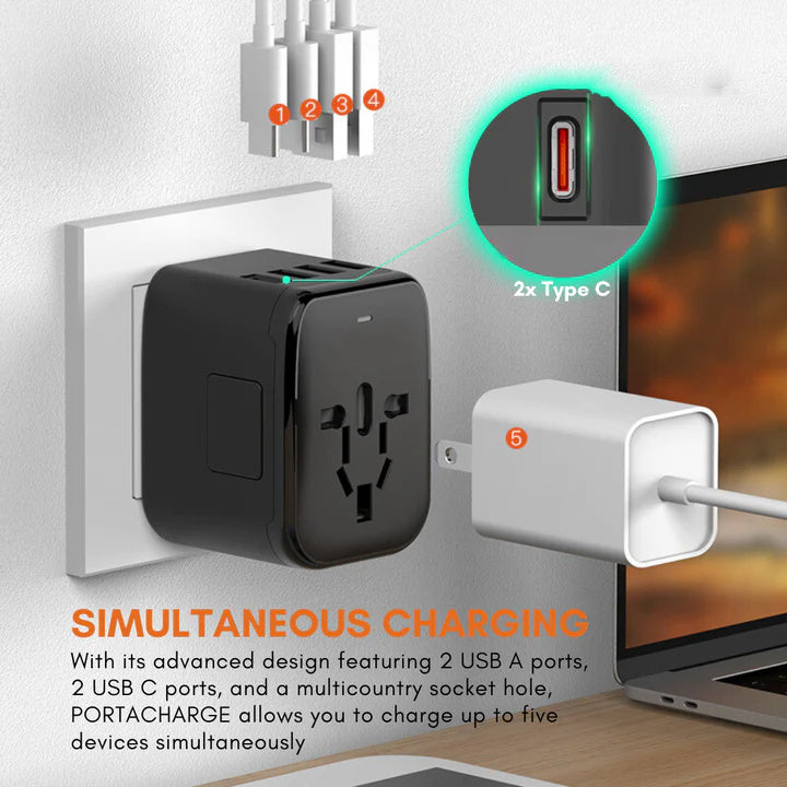 Universeller Reiseadapter Mit 4 Steckertypen Und Intelligenter USB-Ladefunktion Für Sicheren Gebrauch Weltweit 1