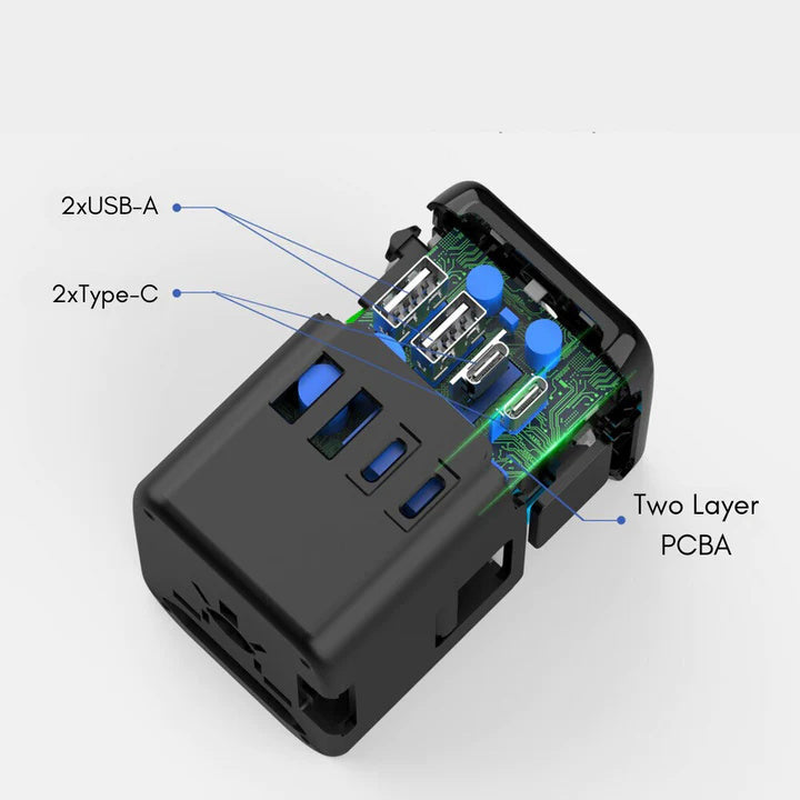 Universeller Reiseadapter Mit 4 Steckertypen Und Intelligenter USB-Ladefunktion Für Sicheren Gebrauch Weltweit 3