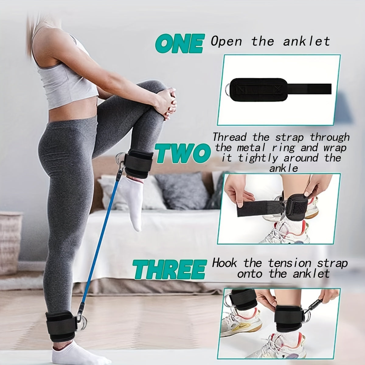 Verstellbare Knöchelriemen – Perfekt für das Po- und Beintraining zu Hause 1