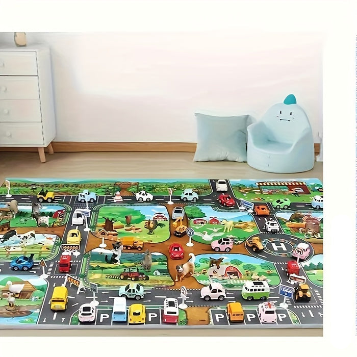 VibrantPlay | Interaktive Spielmatte für Kinder – Farbenfrohes Bauernhof- und Verkehrsmotiv 1