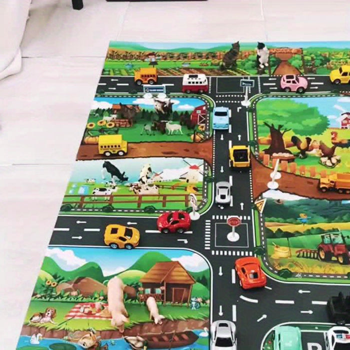 VibrantPlay | Interaktive Spielmatte für Kinder – Farbenfrohes Bauernhof- und Verkehrsmotiv 2