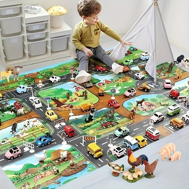 VibrantPlay | Interaktive Spielmatte für Kinder – Farbenfrohes Bauernhof- und Verkehrsmotiv 4