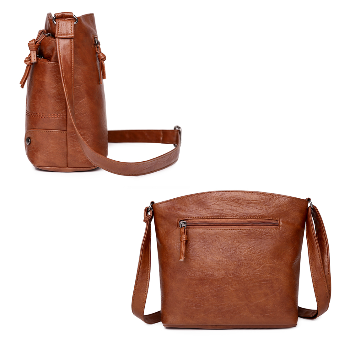 Vintage-Schultertasche für Damen, praktisch aus PU, für den Alltag 2