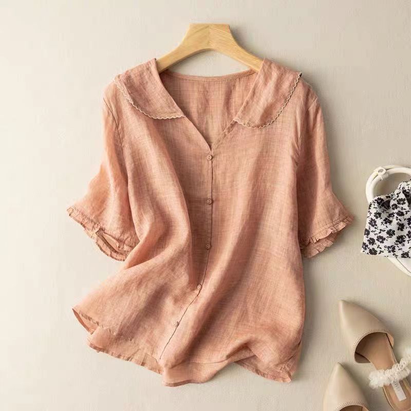Vintage Damenbluse mit Knopfdetail – Elegante und Luftige Bluse für Vielseitige Looks 1
