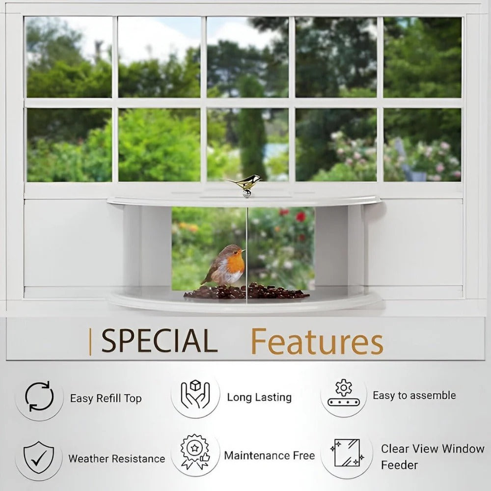 Vogelfutterhaus Mit Reflexionsfreiem Panoramafenster Für Fenster 27-28 Zoll – Ideal Für Vogelbeobachtung Zuhause 1