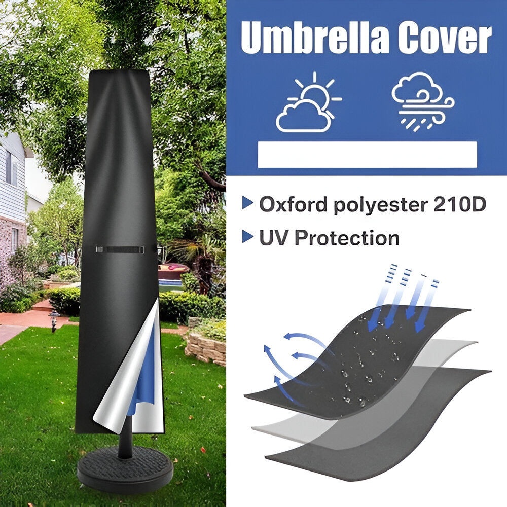 Wasserdichte Sonnenschirmabdeckung mit Teleskopstange – Schutz vor Regen und UV-Strahlen für Garten und Terrasse 4