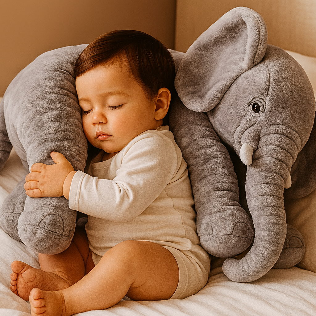Weiches Babyelefanten-Plüschtier – Kuschelkissen zum Wohlfühlen, für Nickerchen und frühes Lernen 0