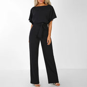 Weitbeiniger Damenoverall Mit Gürtel Und Kurzen Ärmeln – Eleganter Stil Für Jeden Anlass 3