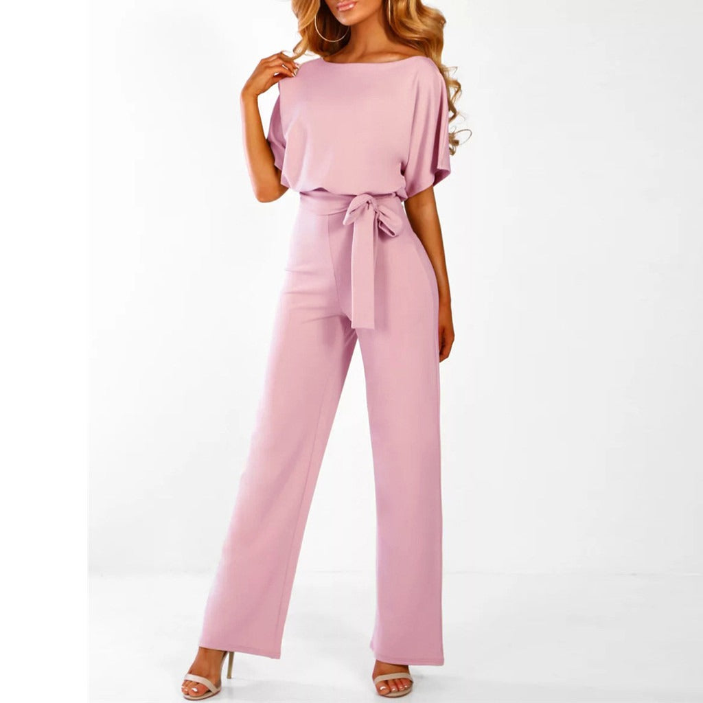 Weitbeiniger Damenoverall Mit Gürtel Und Kurzen Ärmeln – Eleganter Stil Für Jeden Anlass 6