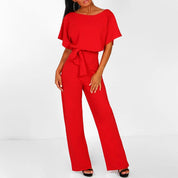 Weitbeiniger Damenoverall Mit Gürtel Und Kurzen Ärmeln – Eleganter Stil Für Jeden Anlass 7