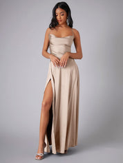 Elegantes Maxikleid für Damen – Sommerliches Kleid mit Schlitz für besondere Anlässe