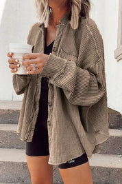 Elleer | Modische Cordjacke mit Knöpfen
