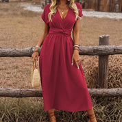 HEATHER | Elegantes V-Ausschnitt Lang Boho Kleid