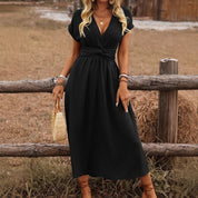 HEATHER | Elegantes V-Ausschnitt Lang Boho Kleid