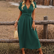 HEATHER | Elegantes V-Ausschnitt Lang Boho Kleid