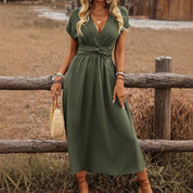 HEATHER | Elegantes V-Ausschnitt Lang Boho Kleid