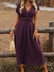 HEATHER | Elegantes V-Ausschnitt Lang Boho Kleid