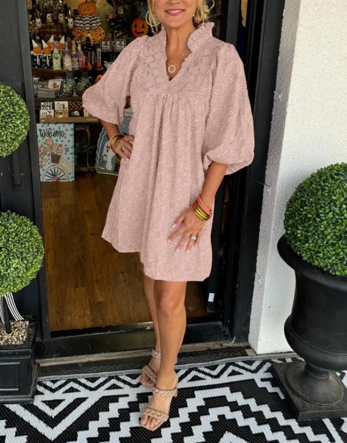 ANNA | Herrliches Satin-Kleid mit Puffärmeln
