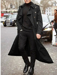 Simon | Modern herrtrenchcoat med enkel design - Svart / S
