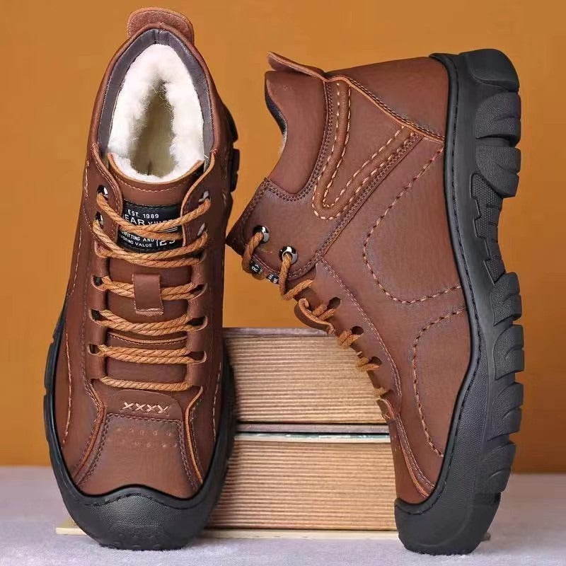 Jorge | Robuste Winterstiefel aus Echtem Leder mit Logo-Druck