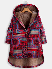 Evaan | Boho patchwork hoodie med varm foder för damer