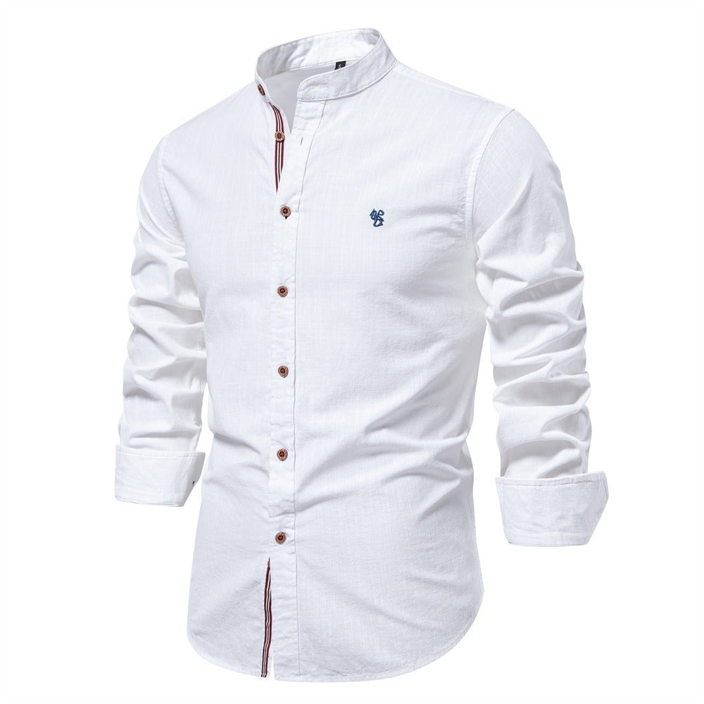 Herrenhemd mit Ärmeln und Stehkragen – moderner, minimalistischer Stil