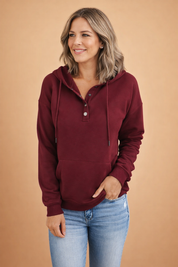 HANIA | Wolle Hoodie med knapp för damer