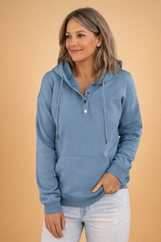 HANIA | Wolle Hoodie med knapp för damer