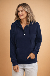 HANIA | Wolle Hoodie med knapp för damer