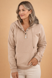 HANIA | Wolle Hoodie med knapp för damer