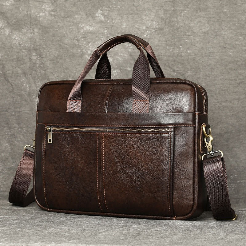 Dylan | Große Kapazität Leder Laptop Schultertasche