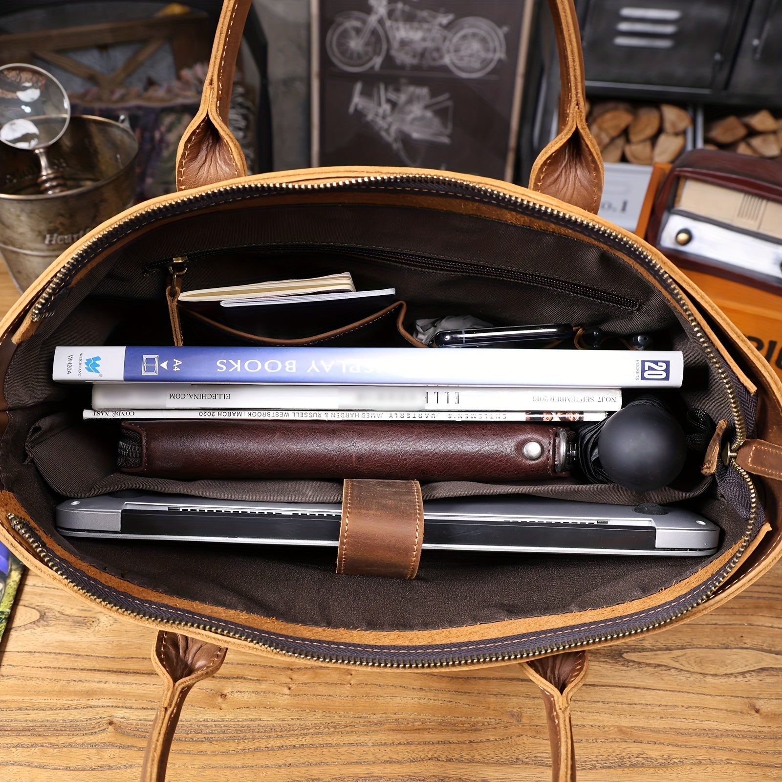 Felix | Vintage läder crossbody rese laptop messenger handväska