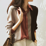 Rosalina | Lyxig patchwork-randig blus
