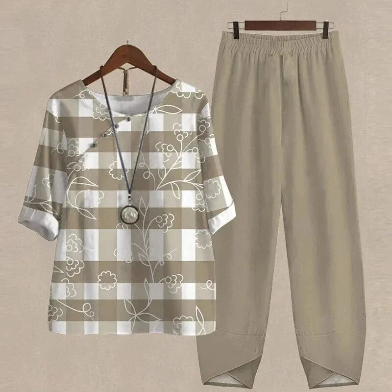 Laila | Modernt set med topp och byxor - Enkel stil och passform